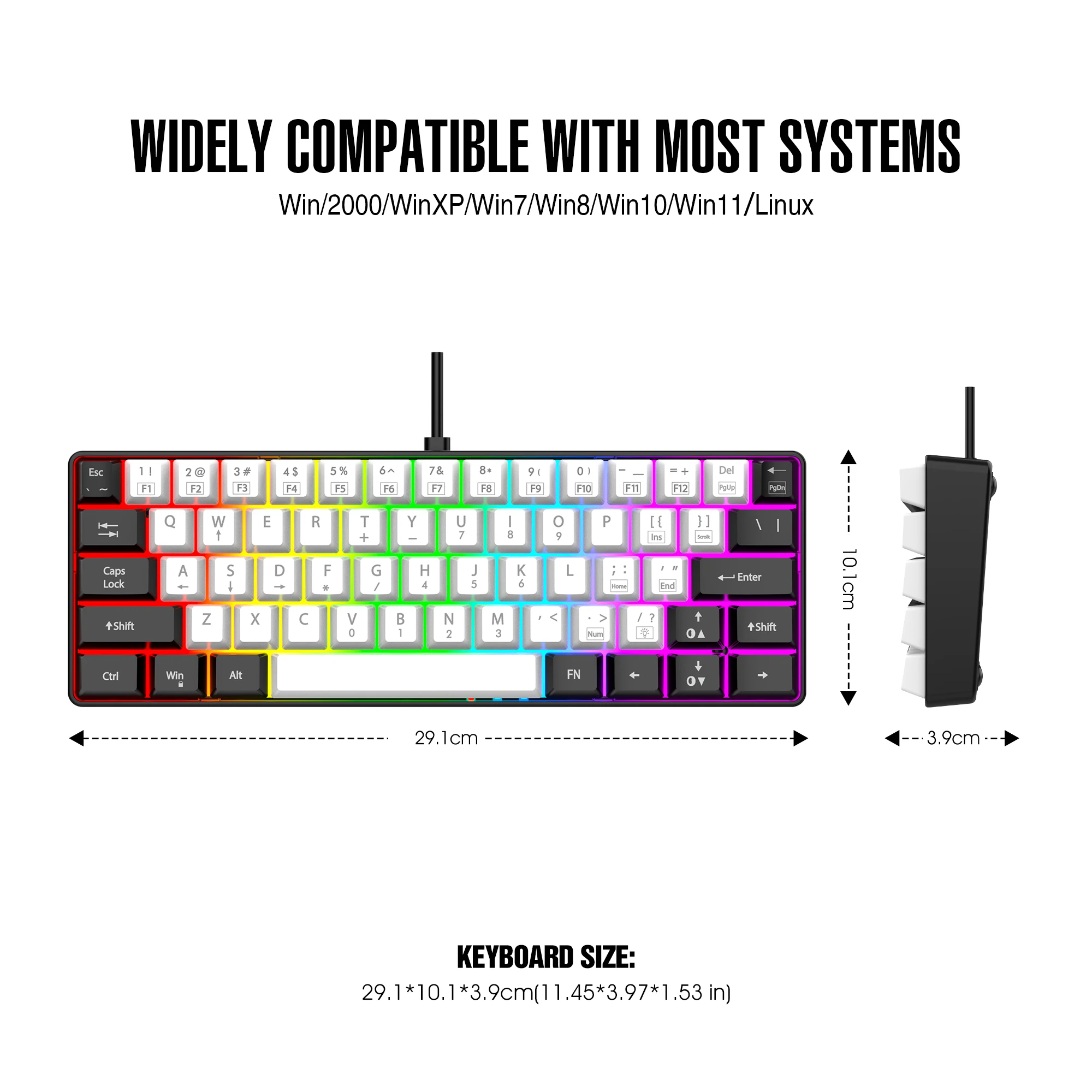 60% wired game keyboard, RGB backlit ultra-small keyboard, waterproof portable, computer/MAC game keyboard view 6