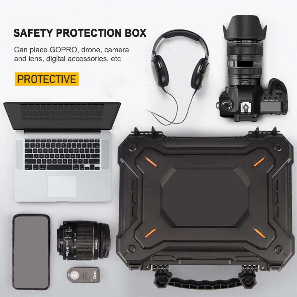 Tool Box Hard Carry Case Bag Waterproof Safety Carrying Case PU Portable Tools Suitcase Military Pistol Storage Bag & Foam Pads 3