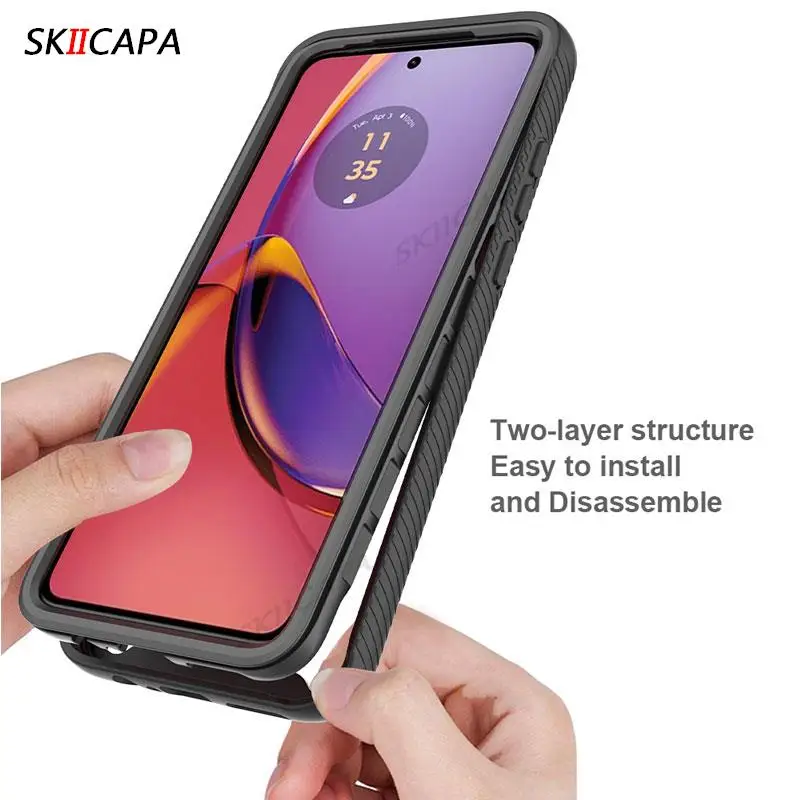 3-in-1 Hybrid Transparent Shockproof Armor Phone Case - Full Protection PC + TPU Cover