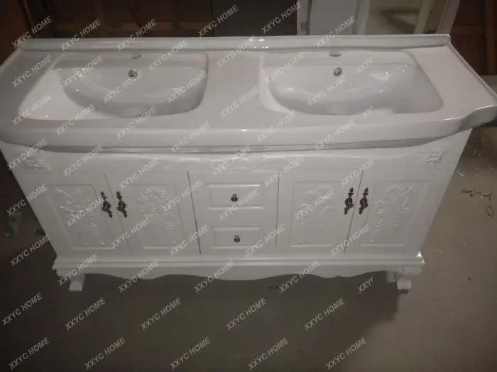 Oak PVC Washstand Washbasin Cabinet Combination European Table Basin