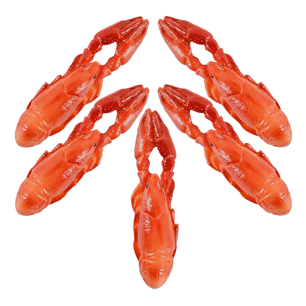 5 Pcs Toy Simulated Crayfish Simulation Realistic Lobster Figurines Educational Animal Red Figures Child