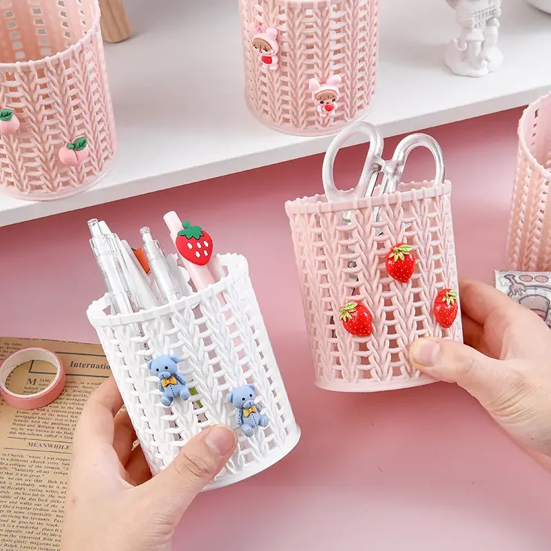 CreativeImitatingRattanPenHolderCutePencilCaseBoxDesk