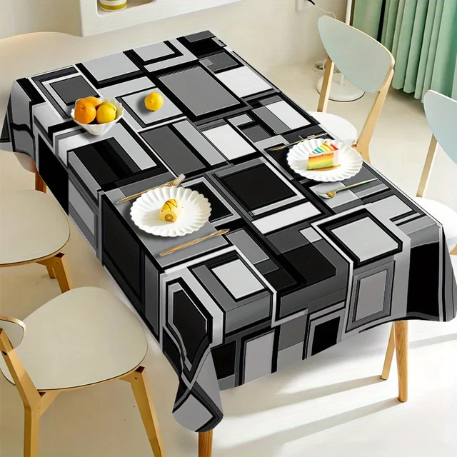 Nappe Moderne à Imprimé Géométrique 3D, Housse de Table Abstraite Élégante pour Salle à Manger, Table à Thé et Décoration d'Événements Contemporains 1