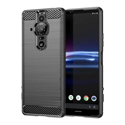 Ultra - Thin Carbon Fiber Shockproof Protective Case - Soft TPU Silicone Cover for Sony Xperia pro i (Black)