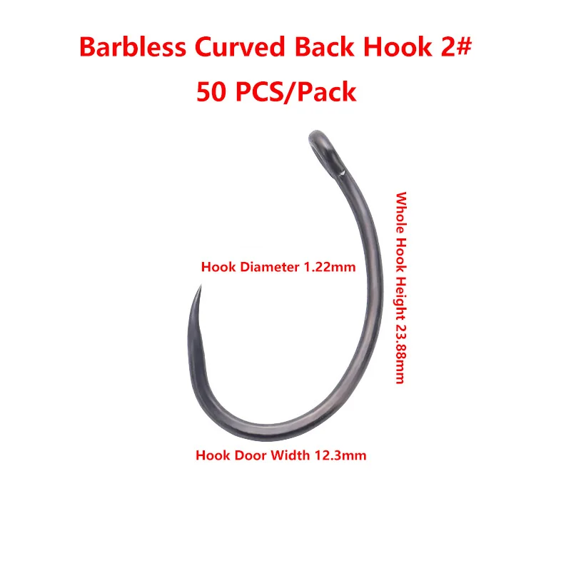 Yi Yi 50pcs Barbed Carp Fishing Hook,Barbless Carp Hooks,Fishing Hooks Set  Carbon Steel Fishing Hook Fly Fishing Size 2,4,6,8,10