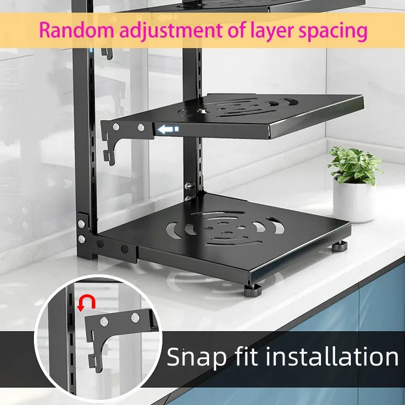 Rack Kitchen Pot Rack Storage Special Pot Rack Multi-layer Adjustable Cabinet Pantry Table Rack Stainless SteelSewer Storage 5