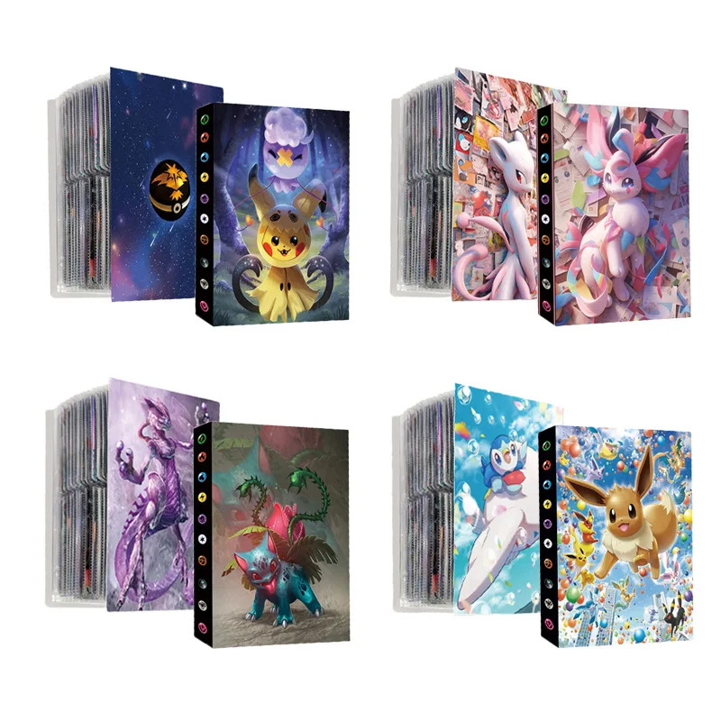 애니메이션 포켓몬 4 포켓 240 카드 앨범, Gengar 만화 지도 게임 포켓몬 카드 컬렉션, 거치대 바인더 폴더, 최고 장난감, 어린이 선물