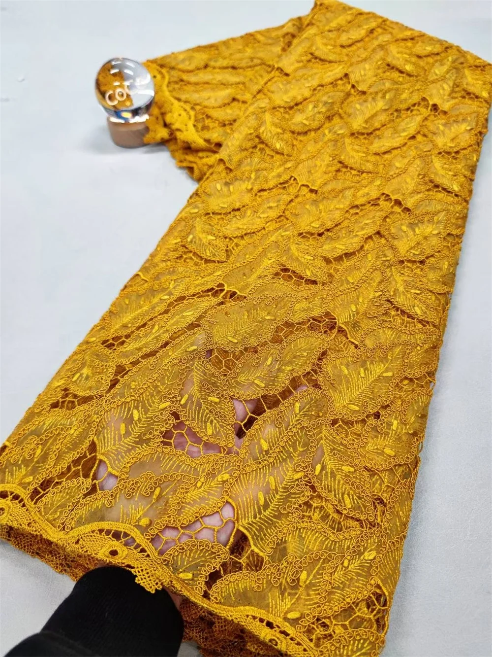 African Nigerian chiffon Cotton Embroidery Guipure Lace Fabric, chiffon lace Wedding Party Dress, High Quality, 5Yards, ,