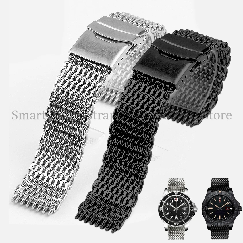 

Cool Shark Diving Watch Band for Seiko 5 Solid Stainless Steel 4.0 Mesh Adjustable Buckle Strap for Rolex 18/20/22/24mm Bracelet