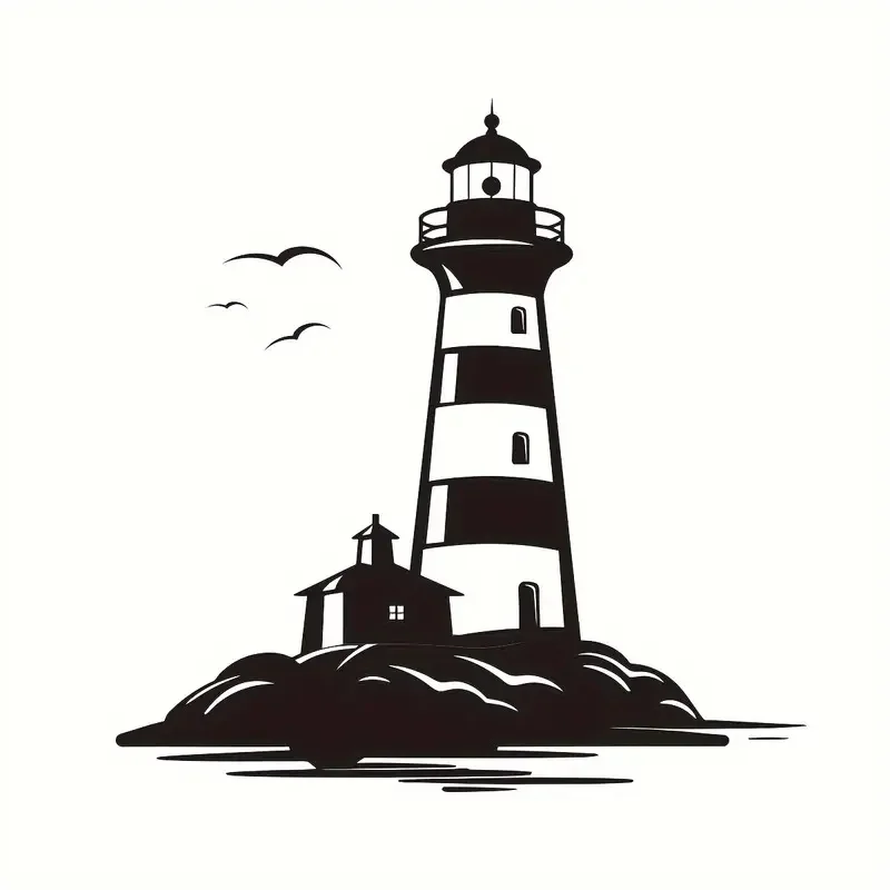 Lighthouse Landscape Painting Wall Stickers Island Bright Wall Home Cabinet Door Decoration Vinyl Car sticker