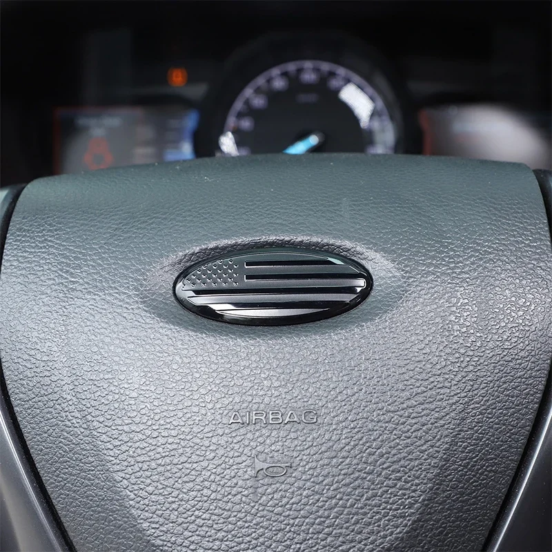 

For Ford Focus Mondeo Edge Escort Ranger Wildtrak Aluminum Alloy Black Car Steering Wheel Logo Cover Trim Sticker Accessories