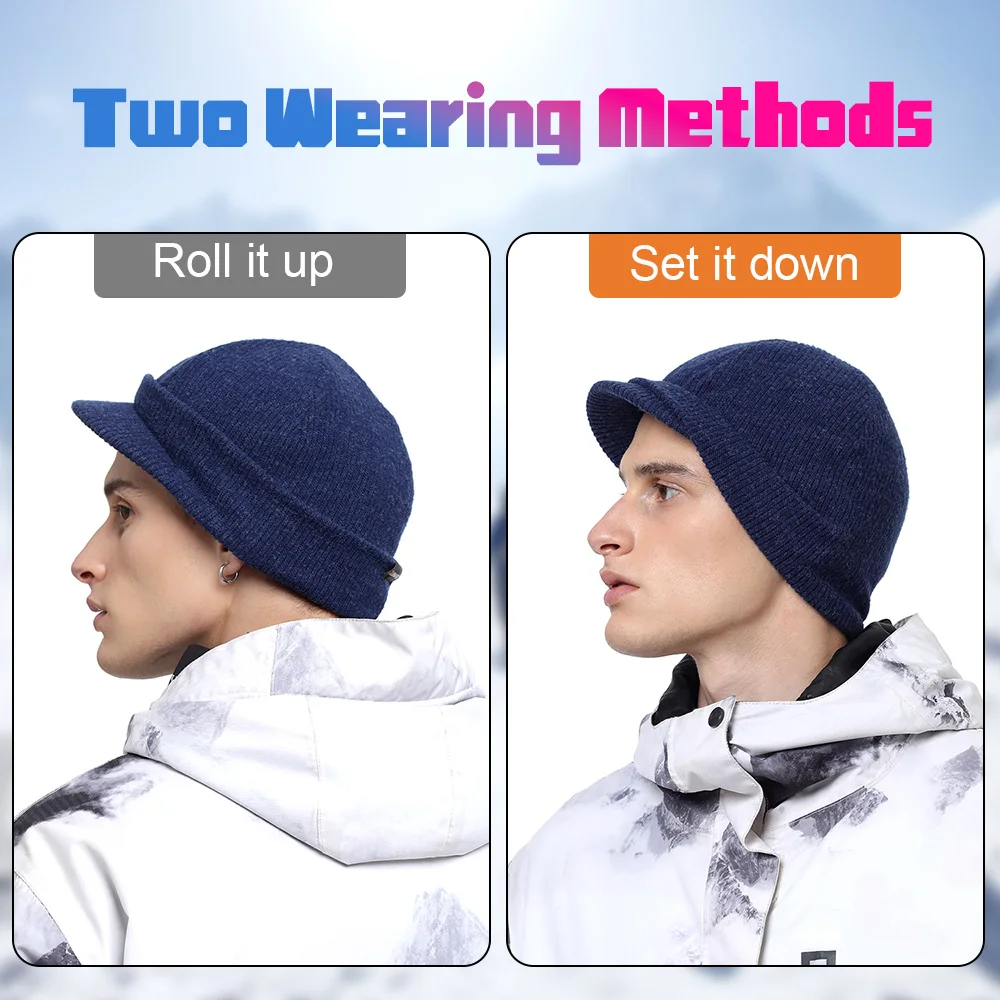 Men Winter Running Hats Ear Warmer Women Knitted Beanies Newsboy Hat Ski Snowboard Sports Hiking Cycling Soft Windproof Caps 2