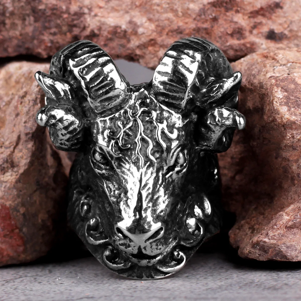 Punk Rock Stainless Steel Goat | Fashion Head Ring Sheep