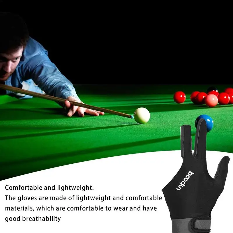 Billiard Gloves Left Hand Workout Gloves Comfortable Thin Slip Adjustable Durable Double Stitched 3 Finger Predator Pool billiard gloves