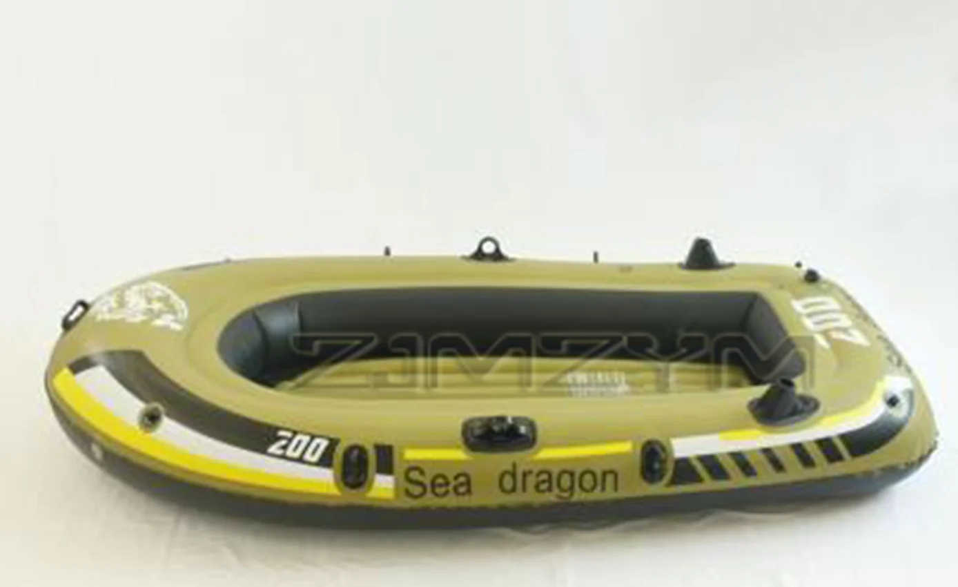 2 Adult+ 1 Child Inflatable Fishing Boat PVC Rowing Boats Carry Weight 230KG Hand Pump Water Entertainment Supply