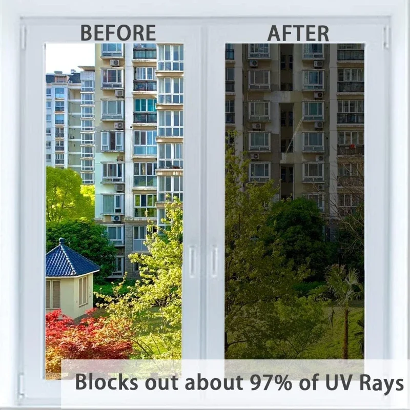 Window Privacy Film Window Privacy Film One Way Daytime Privacy Static Cling Sun Blocking Anti UV Reflective Mirror Window Tint for Home and Office