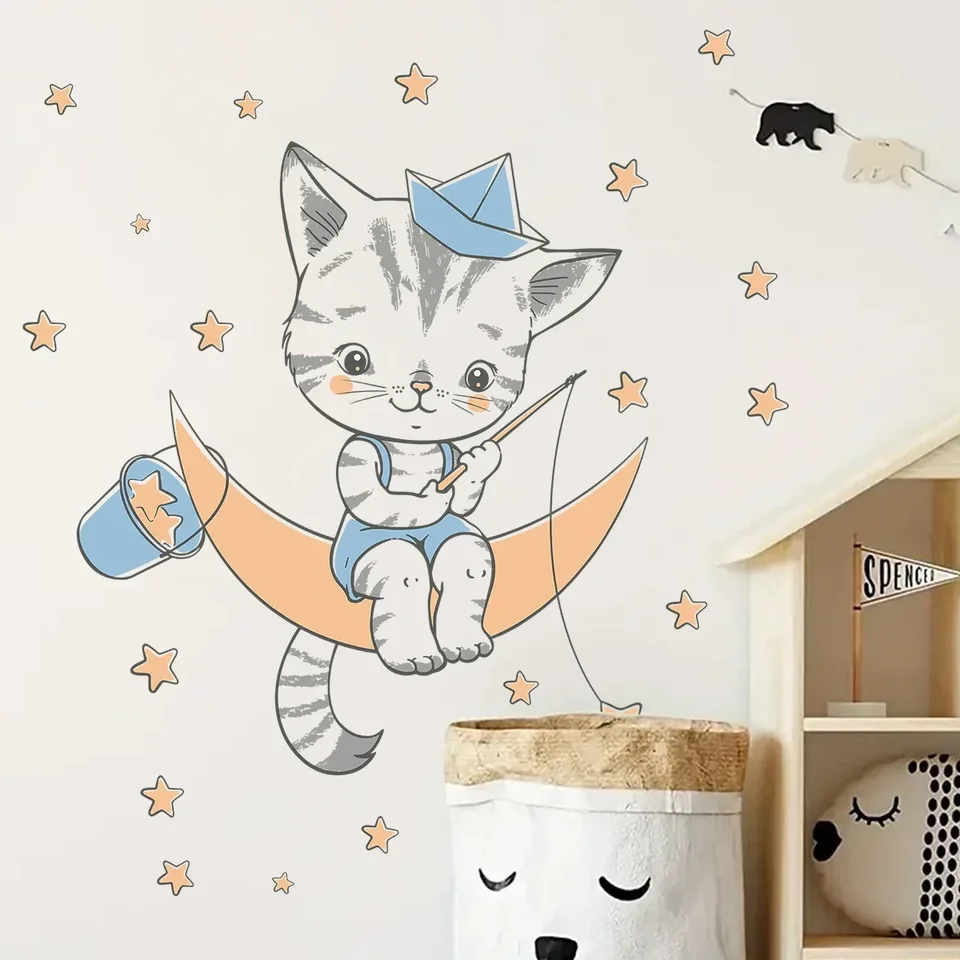 Pegatinas Decorativas Calcomanía De Pared Personalizada Con Nombre De Gato:  Pegatina De Vinilo Colgante Con Silueta De Gatito Para Dormitorio De Niños,  Sala De Juegos, Guardería Para Bebés O Aula Escolar -, image size:960x960