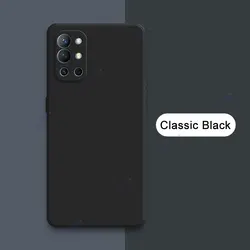 Luxury Liquid Silicone Square Phone Cover - Soft Double Liner Protection for OnePlus 9R 5G (Classic Black)