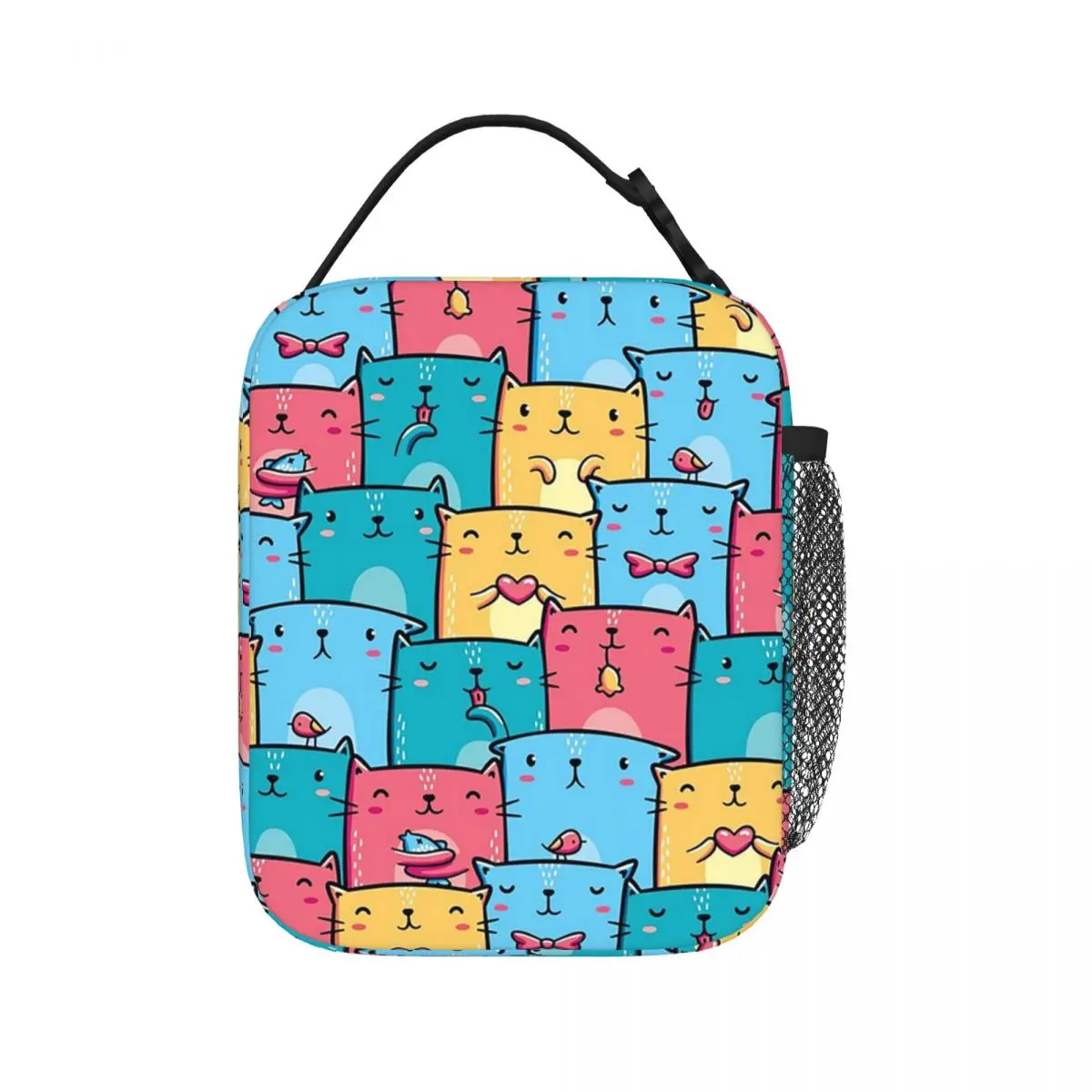

Colorful Cats Seamless Pattern Lunch Bags Insulated Lunch Tote Portable Thermal Bag Resuable Picnic Bags for Woman Work Kids