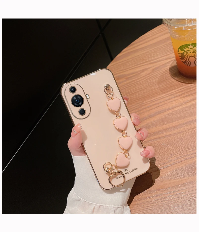 Plating Love Heart Bracelet Chain Soft Silicone Shockproof Cover