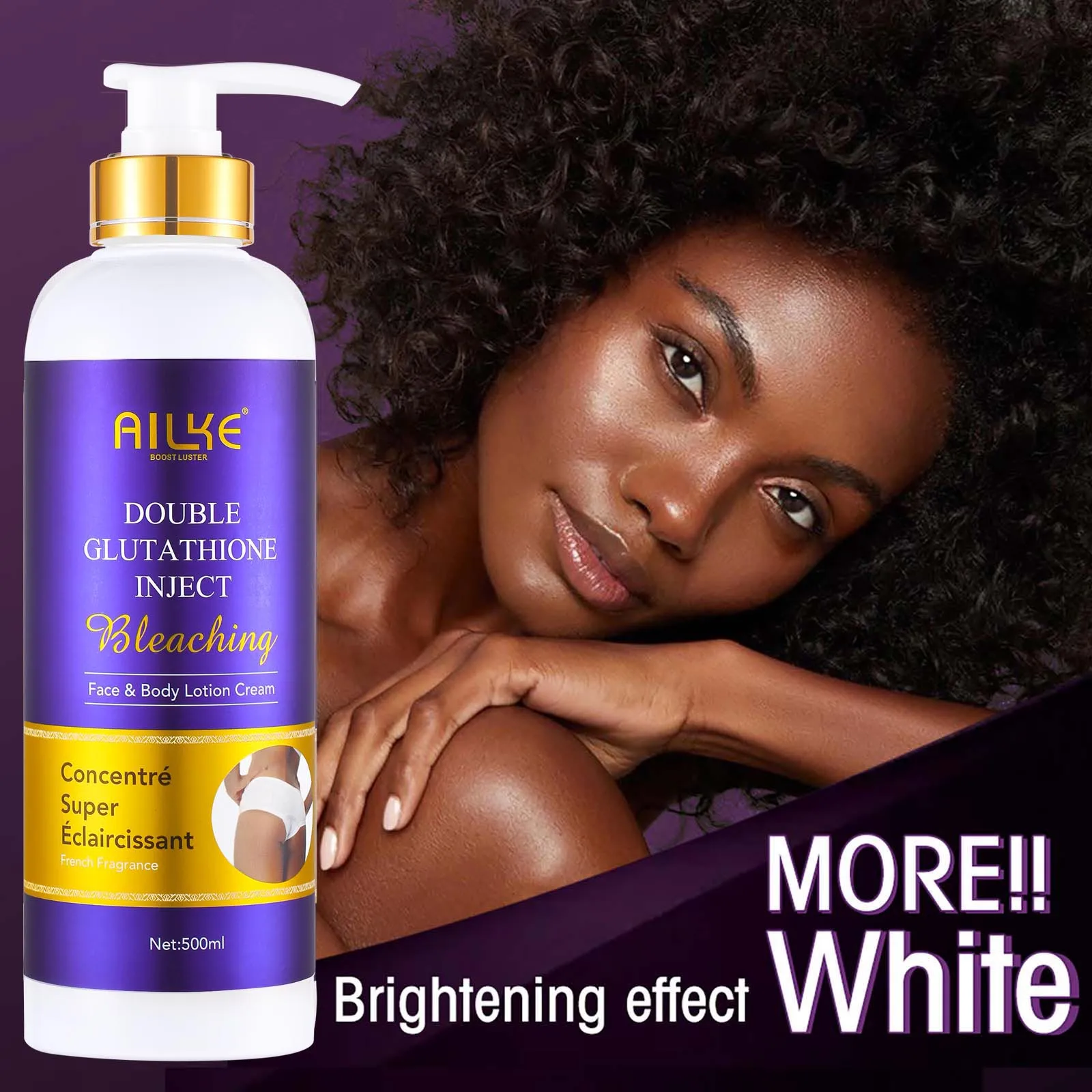 Ailke Glossy Whitening and Whitening Body lotion, containing glutathione collagen, deep moisturizing and smooth grease cream 3