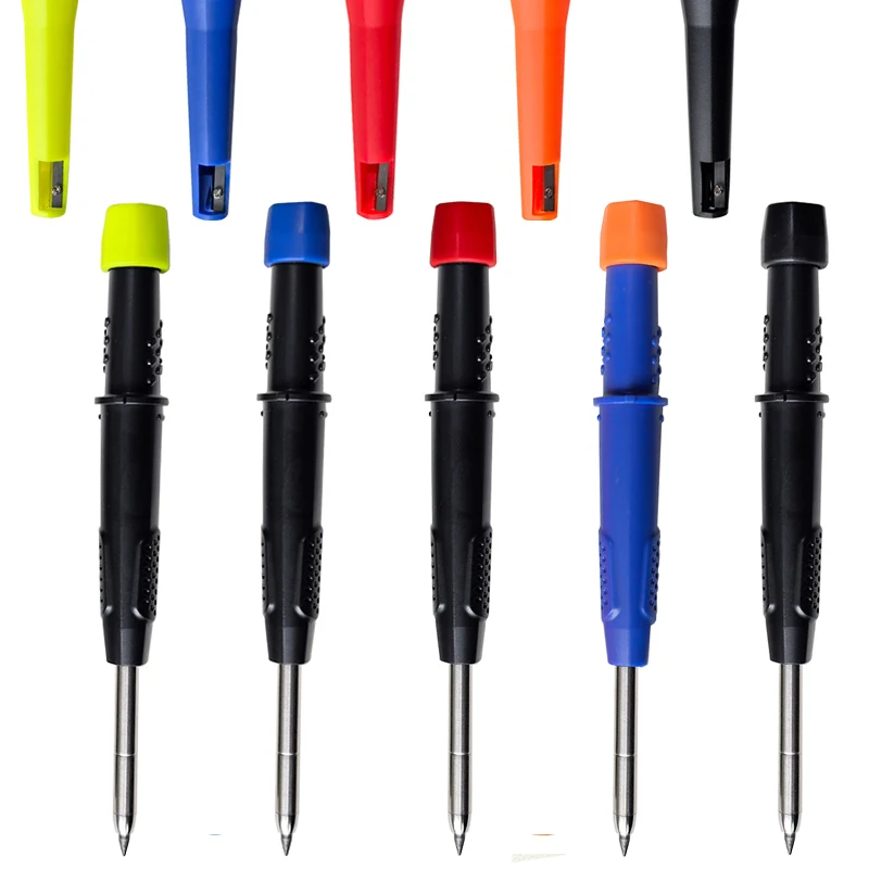 Long Headed Woodworking Automatic Pencil 2.8mm Black Yellow Red 2B Lead Core Deep Hole Marking Architectural Drawing Pencil 2