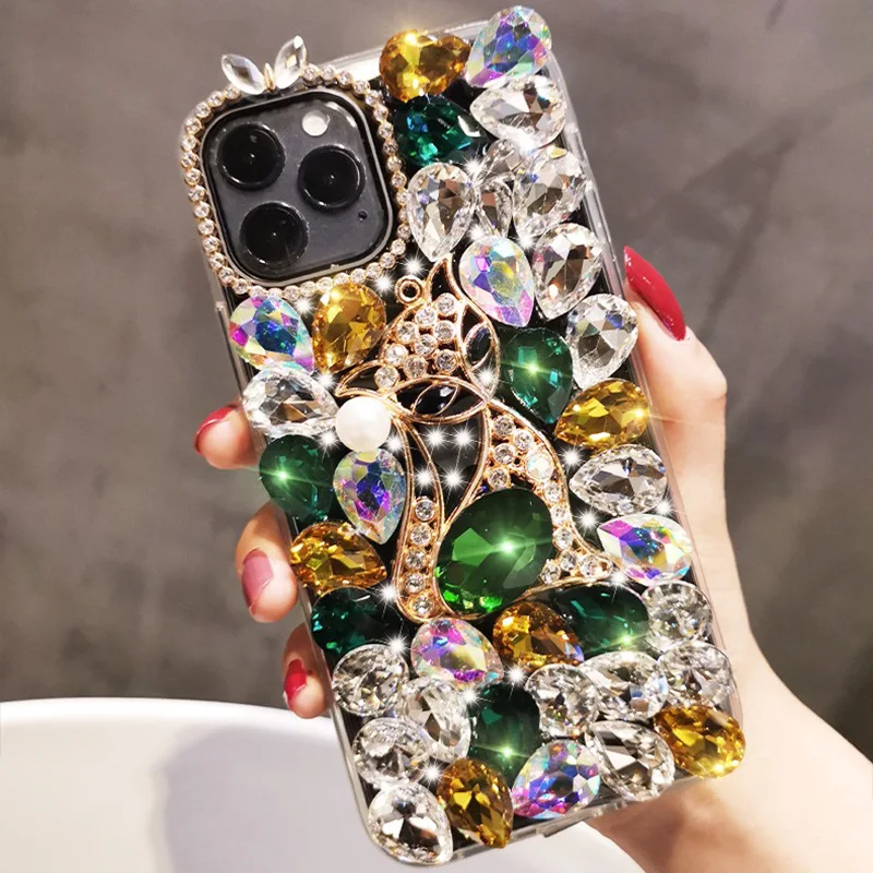 Fashion 3D Cute Cartoon Animal Fox, Bling Glitter Rhinestone, Diamond Phone Case For iPhone, 7 8 11 12 13 14 15 Plus XS Pro Max