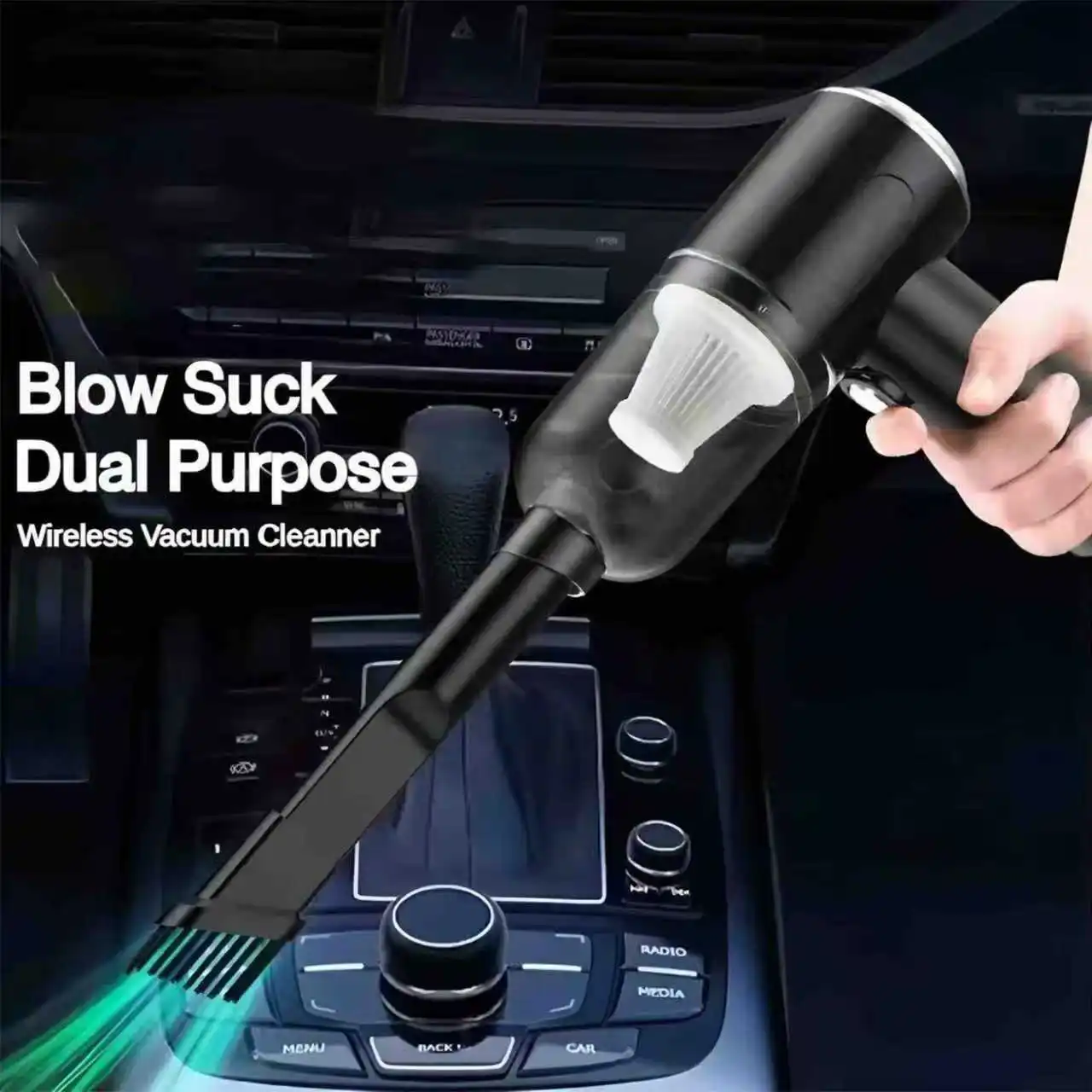 NEW Black Portable Car Wireless Vacuum Cleaner 120W Powerful Handheld for Home & Auto, Lightweight Cordless Rechargeable 3-in-1