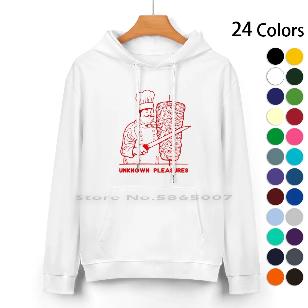 Kebab Pleasures Felpa Con Cappuccio In Puro Cotone Maglione 24 Colori Doner Kebab Nouncy Pleasures Joy Division Meme Food Parody 100% Cotone