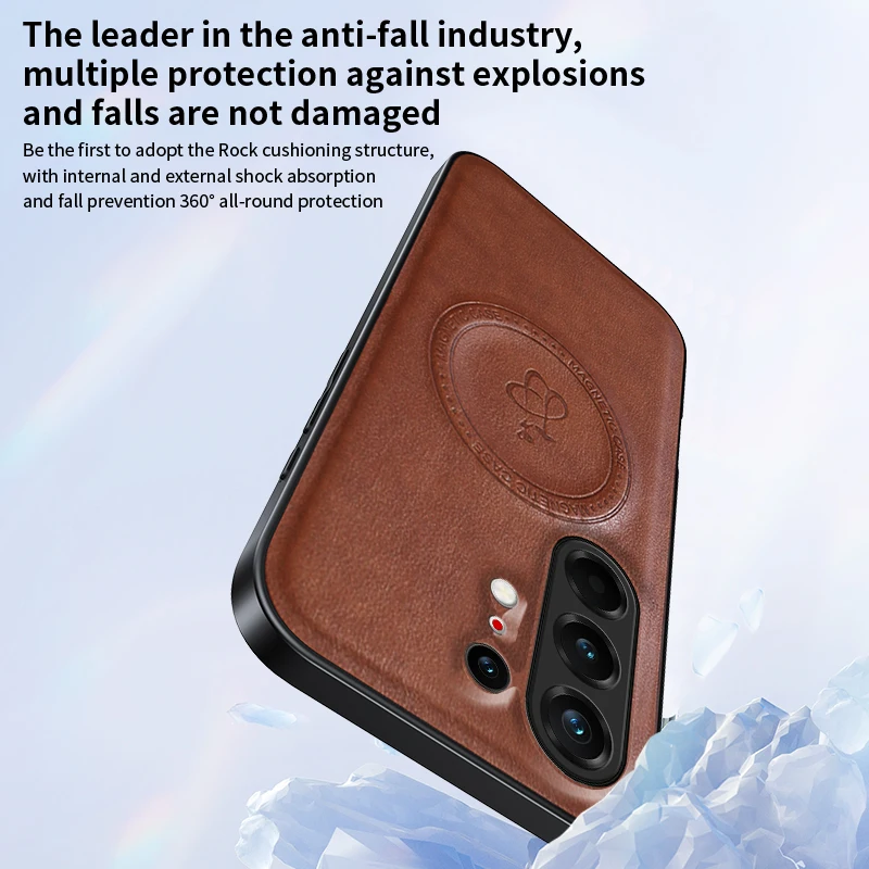 Premium PU Leather Wireless Charging Magnetic Case – Fusion Protective Hard Back Shell Coque