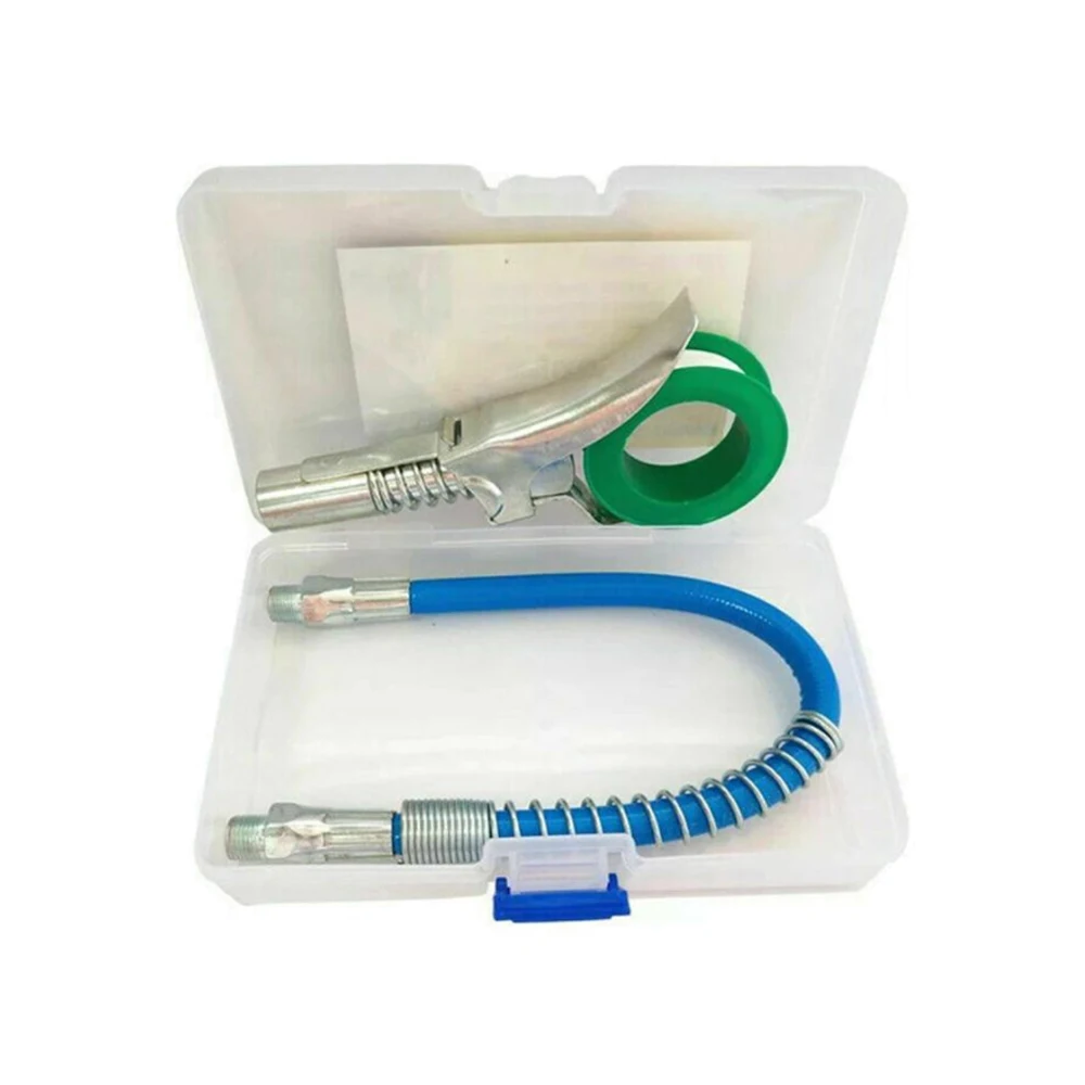 Grease Gun Coupler Zerk Fitting 10000 PSI Grease Coupler Quick Lock Hose with All Guns 1/8" for SAE & Metric Zerk Fitting