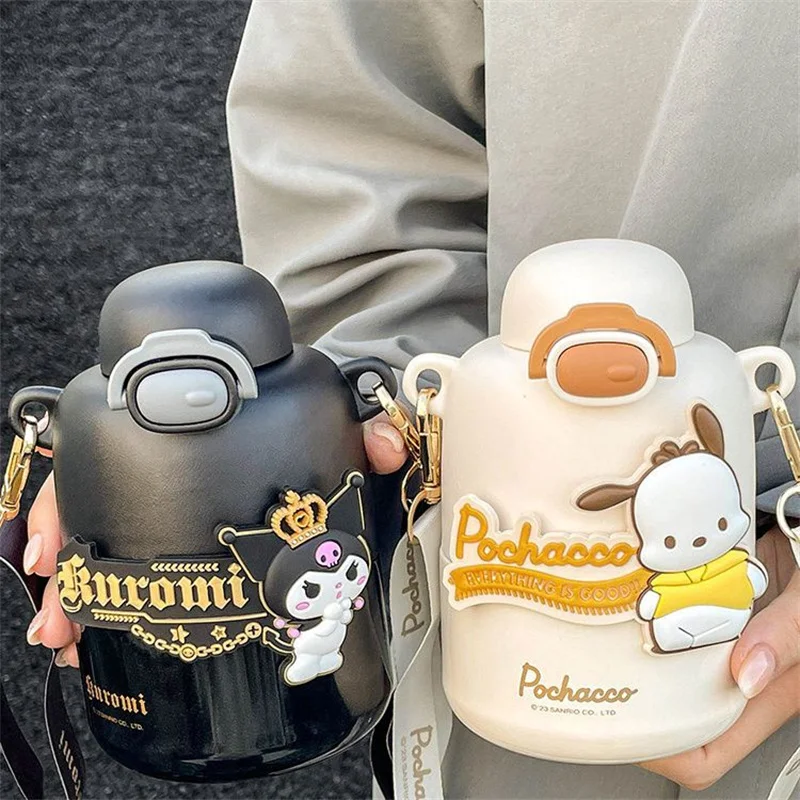 

Sanrio Kuromi My Melody Vacuum Cup 430ML Cinnamoroll Pochacco Kids 316 Stainles Steel Thermos Cup Strap Water Bottle Gifts