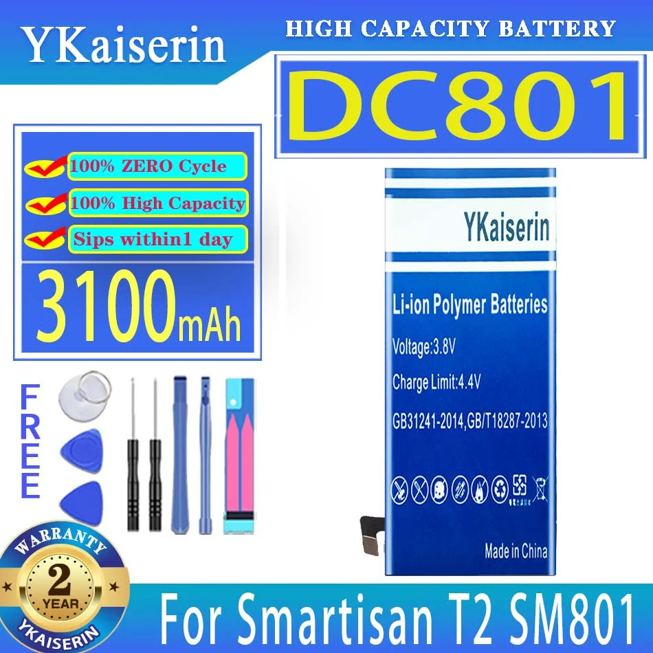 

YKaiserin Battery DC801 3100mAh For Smartisan T2 SM801 Bateria