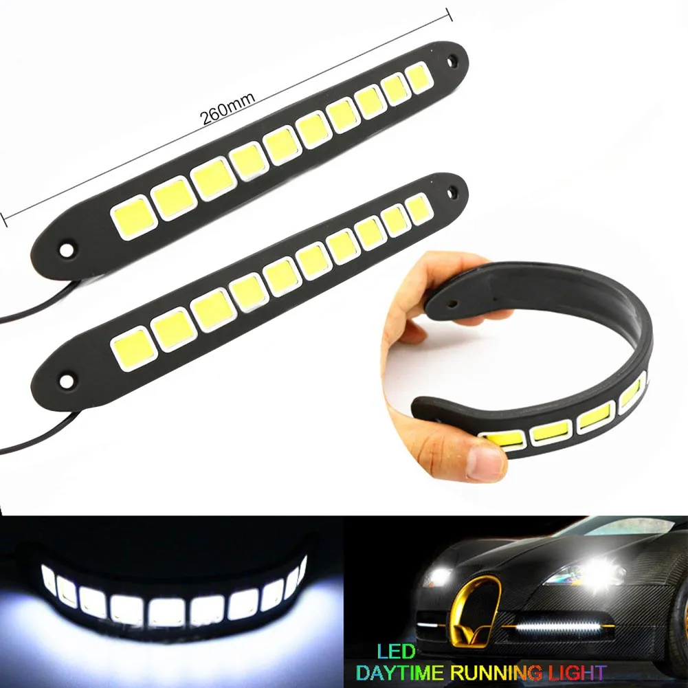 Daytime Running Lights Car Daytime Exterior Flexible Lamp Lights Running Silica Gel+LED Accessories Convenient