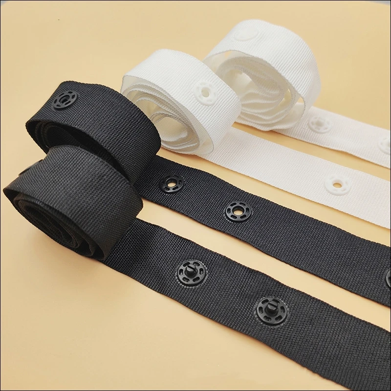 snap buttons tapes snaps Ribbon Mixed Black White Stud Cloth Diaper fabric tape buttons Garment sewing accessories 4