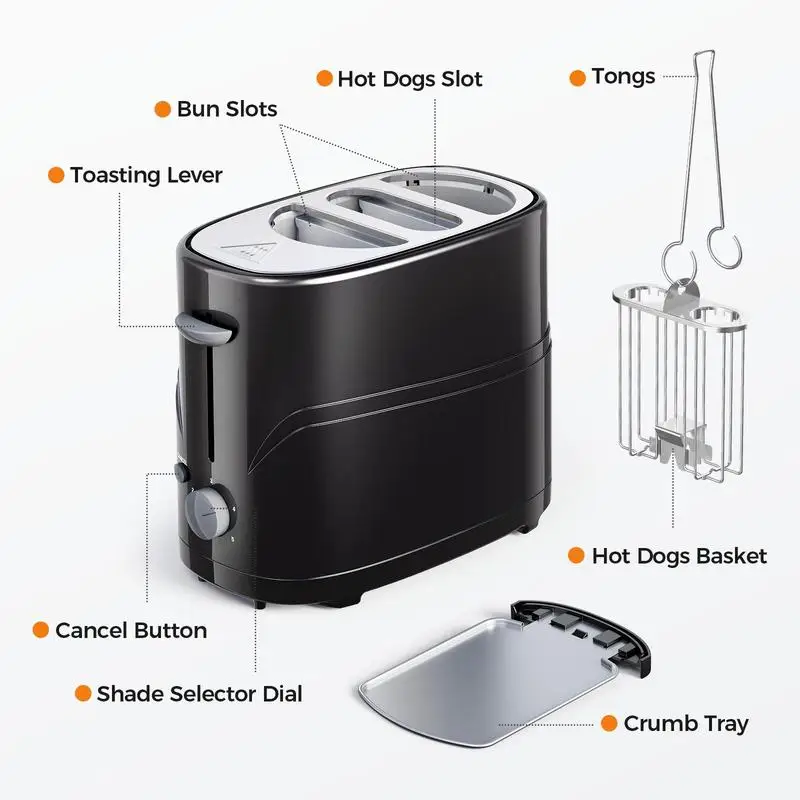 Tastyle Hot Dog and Bun Toaster with Adjustable Settings and Drip Tray 3