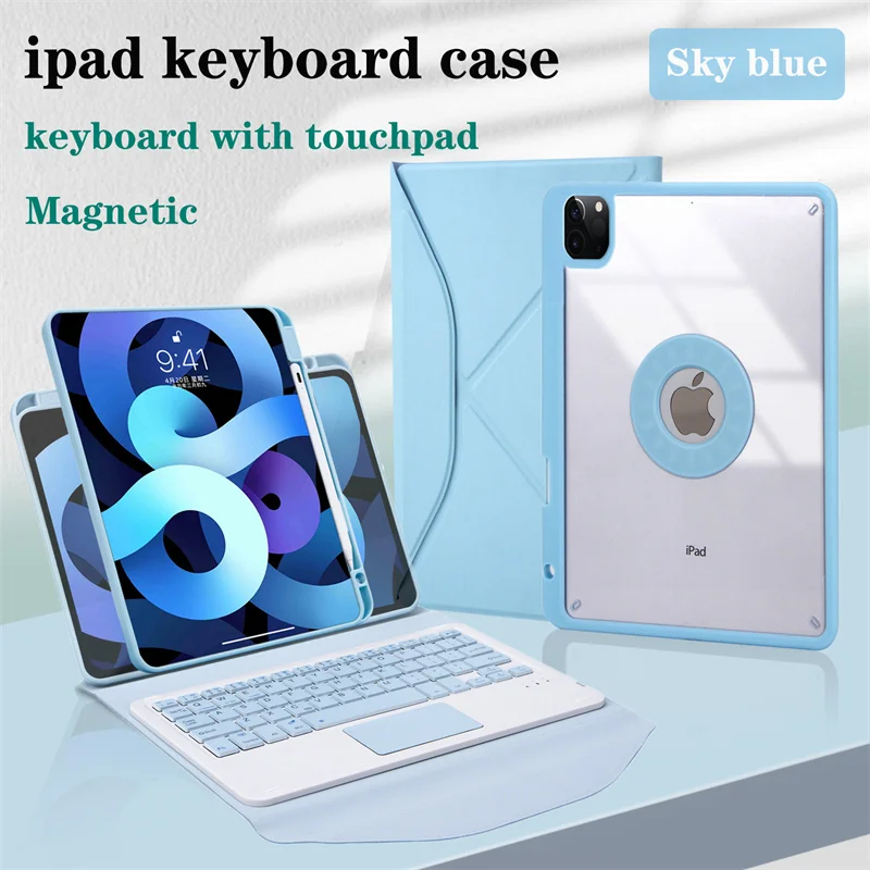 

Magnetic Touchpad Keyboard Case For iPad Pro 11 1st 2nd 3rd 2018 2020 2021 Pro11 Cover Triangular Stand Back Suck Ring Shell