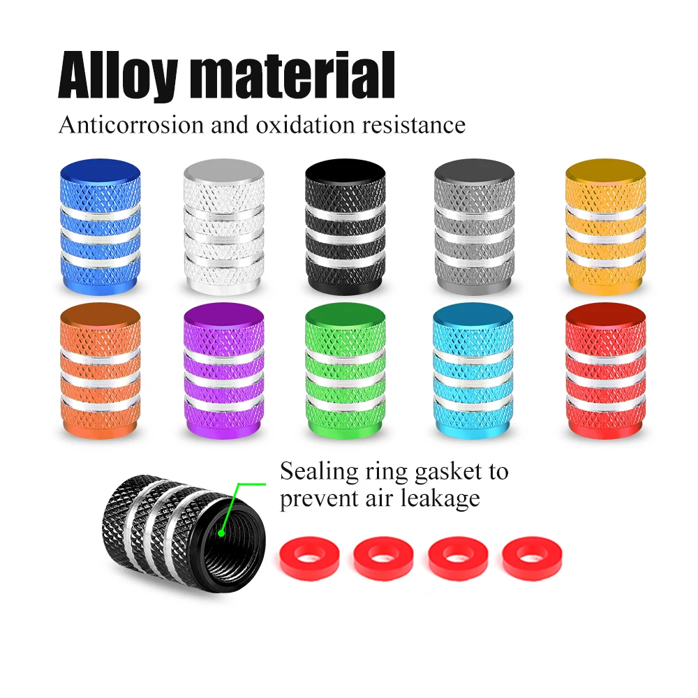 Universal Aluminum Tire Valve Caps - Set of 4, Dustproof for Cars, Motorcycles, and Bicycles