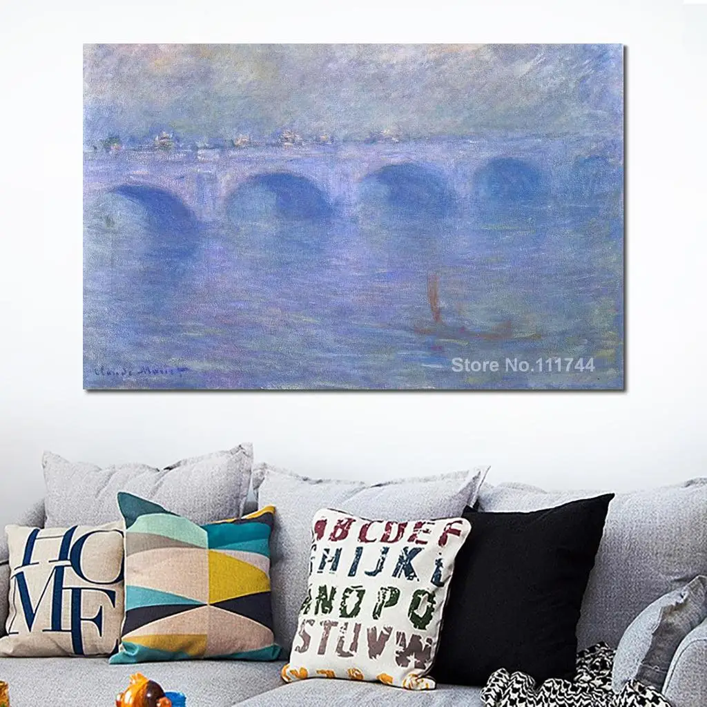 

Canvas Paintings Waterloo Bridge in The Fog Claude Monet Artwork Hand Painted High Quality