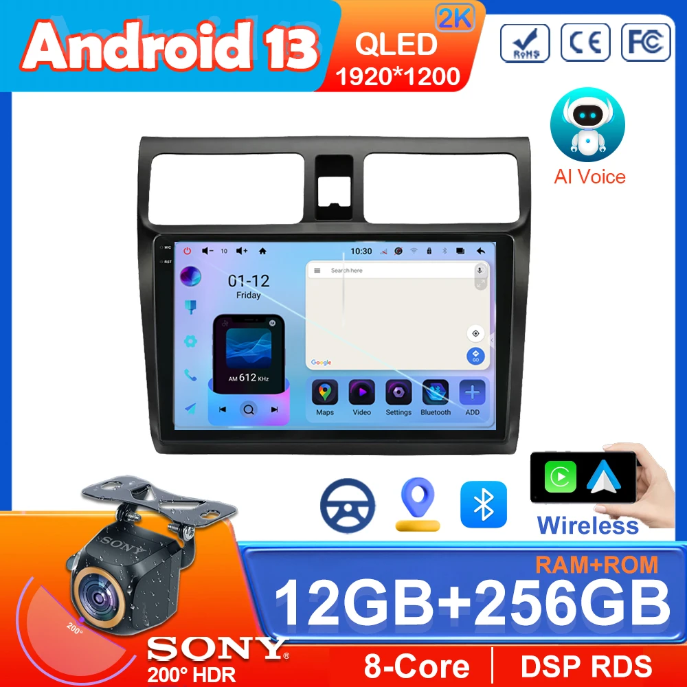 

AI Voice Wireless CarPlay Android Auto Radio For Suzuki Swift 3 2003 - 2010 4G LTE Car Multimedia GPS Navigation 2din BT 7862