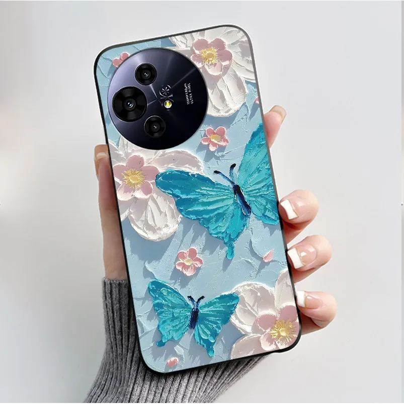 Soft Silicone Black Shell Cover with Cute Flower Design