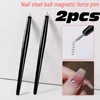 2pcs Nail Suction Steel Ball Magnetic Pen Black Handle Strong Suction Iron Stone Nail Art Pen High Precision Magnetite Nail Tool 1