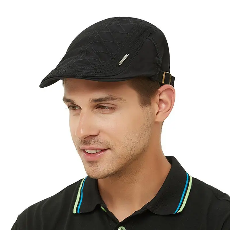 Hot Sale Men's Women Summer Outdoor Sports Flat Cap Casual Cotton Beret Caps Peaked Stylish Hat With Small Metal Tag