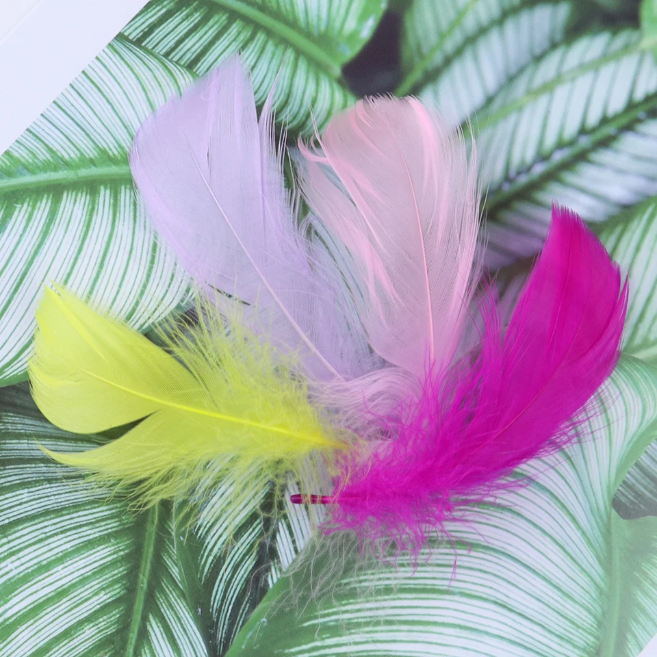 50 Plumas De Ganso Teñidas – 4-8 Cm, Colores Variados, Para Manualidades, Joyería, Decoración