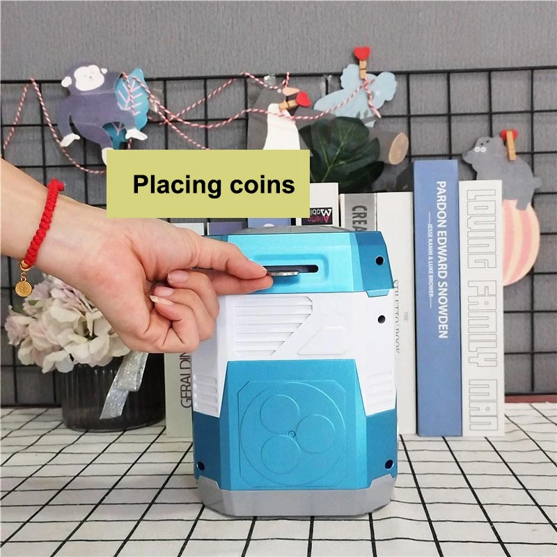 Children's electronic piggy bank, Automatic Cartoon Safe Coins Cash Saving Money Box Password Counter Code Key Lock Coin Bank AT