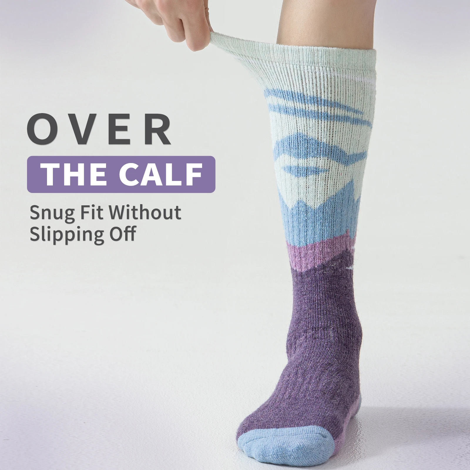 3 Pairs of Merino Wool Ski Socks for Women and Men, Warm Winter Knee High Socks, Ski Board Socks, Comfortable Outdoor Socks