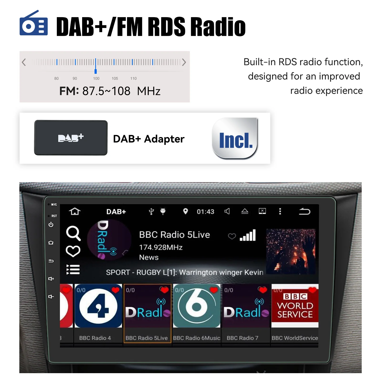 ESSGOO-Radio con GPS para coche, reproductor Multimedia con Android, 2 Din, Carplay, 7, 9, 10 pulgadas, vídeo, estéreo, estilo Tesla, Nissan, Hyundai 7