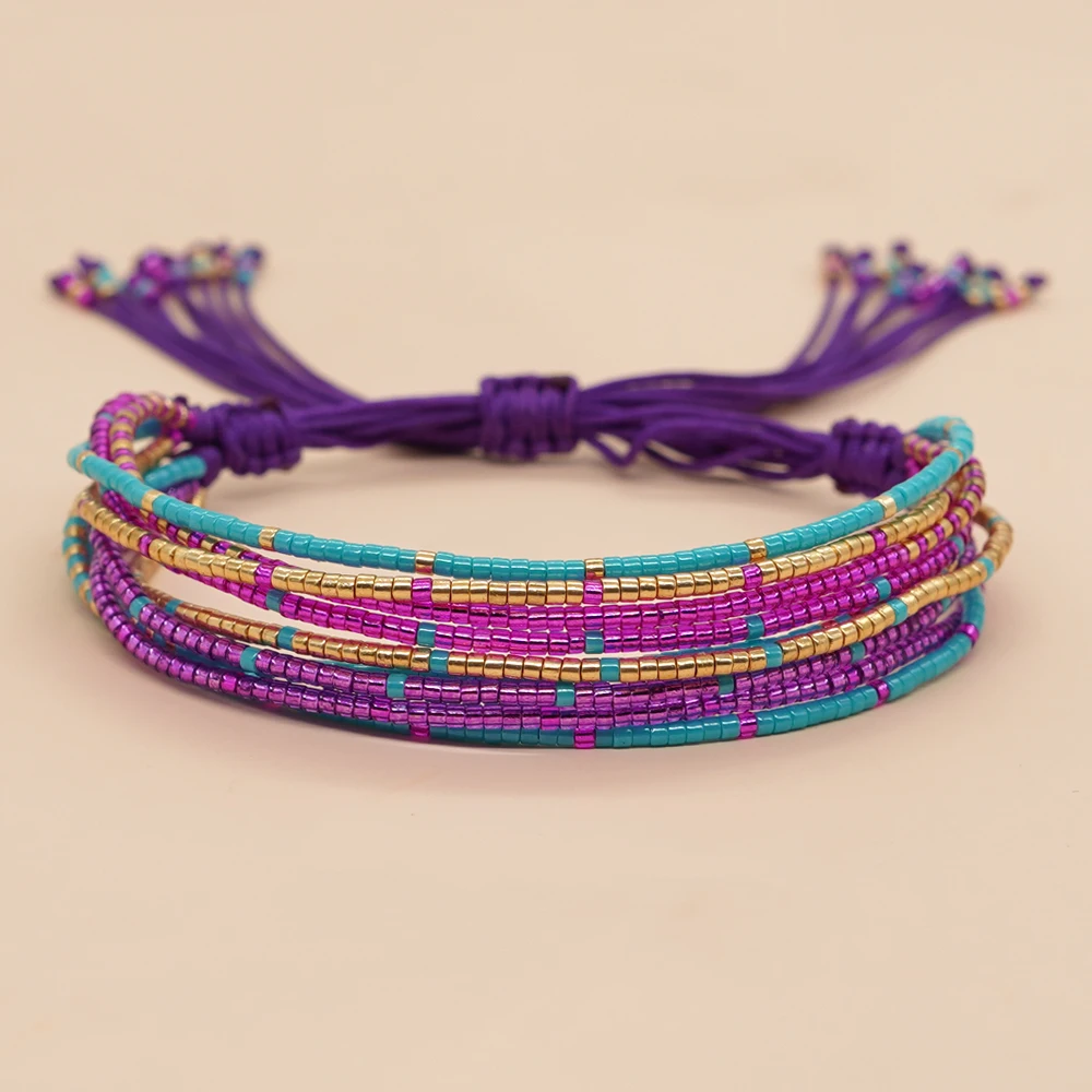 Miyuki Seed Beaded Colorful Bracelet Fashion Jewelry Multilayer Chains