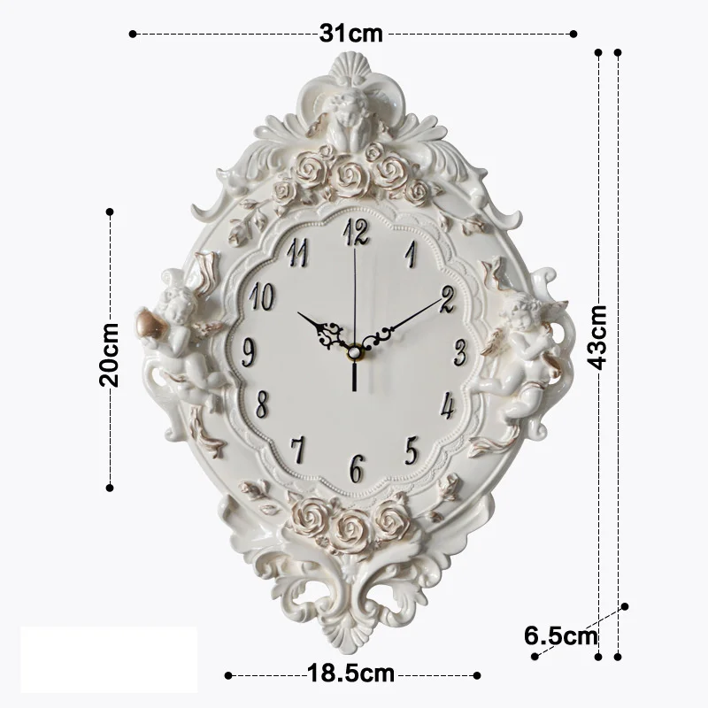Europeisk stilklocka, väggklocka, vardagsrum, kreativt harts, konstklocka, hotell, skönhetssalong, klocka, hotell, väggklocka_voghion.com