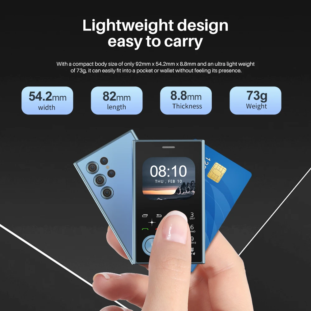 SERVO V8 Mini Mobile Phone 2.01" HD Round Screen Dual SIM Card Speed Dial Magic Voice FM Radio Flashlight Small Cellphone Type-C 6